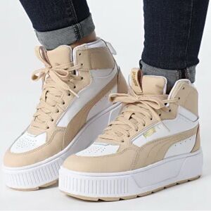Puma Women's High-Top Sneakers - White and Tan